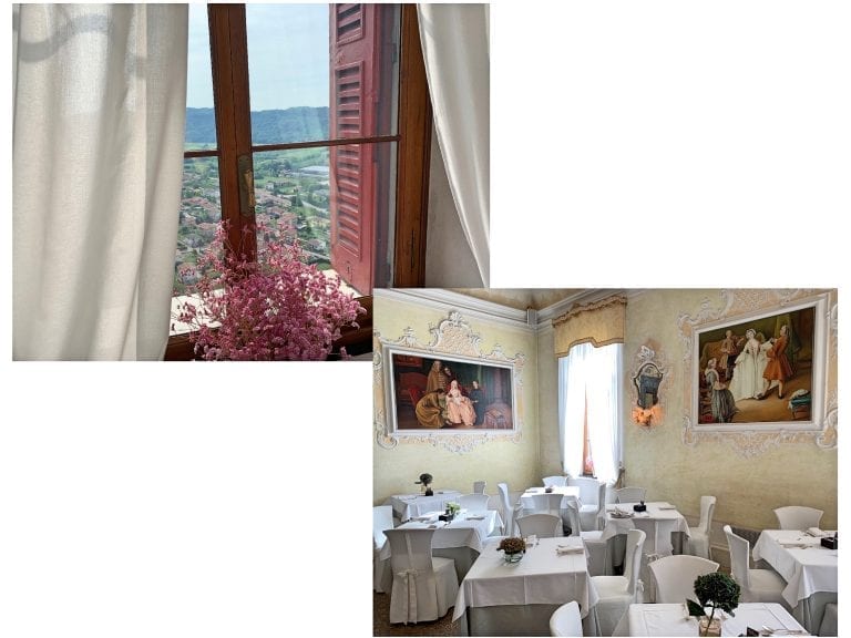 enjoy the classic italian breakfast in slow speed while enjoy the elegant painting in the restaurant and the morning view outside