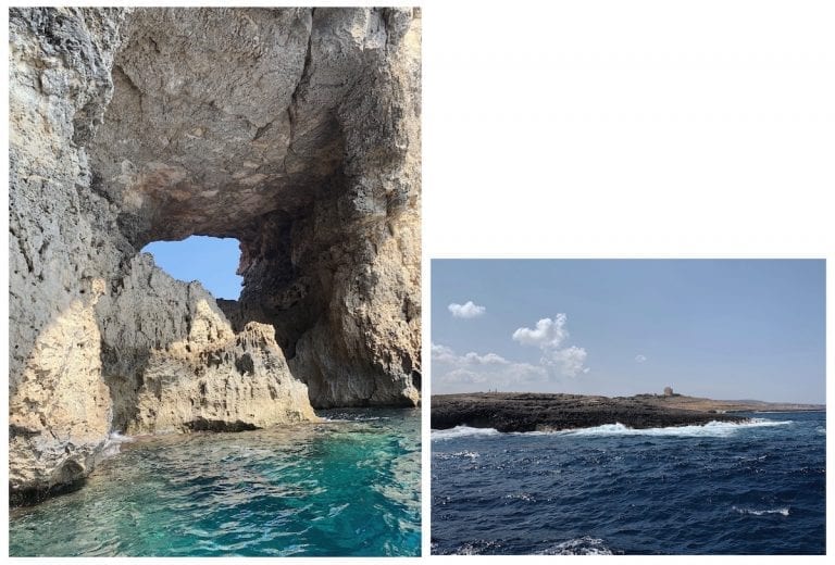 the sea and the cliffs near gozo island is stunning and must see