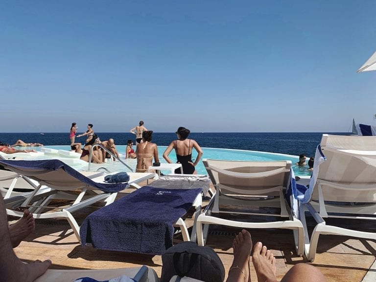 facing to the blue sea directly in the 1926 hotel beach club in sliema malta