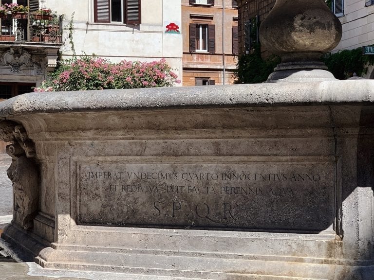 the SPQR symbol frequently shows on the public facilities in rome for example the fountain