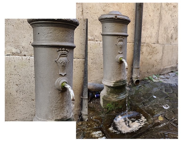 the fountain with free water supply in the whole rome city also have SPQR sign