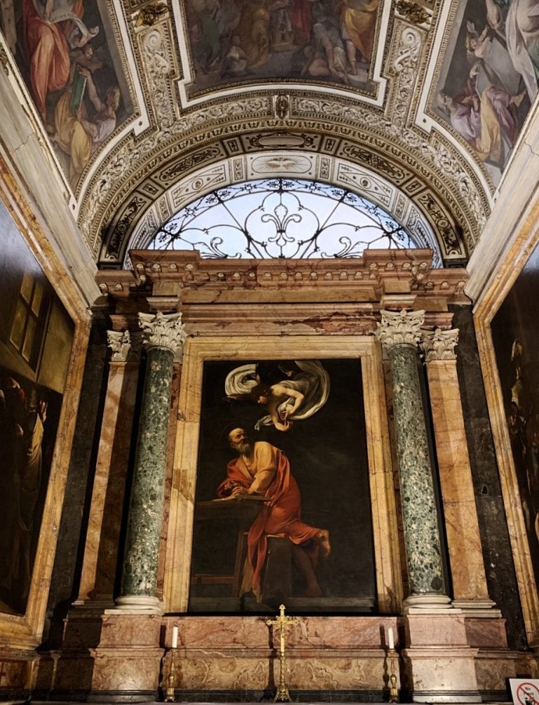 caravaggio fresco painting at Church St Luigi di Frachaise
