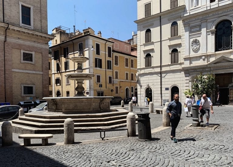 cavour fountain as the center of this old neighborhood in rome