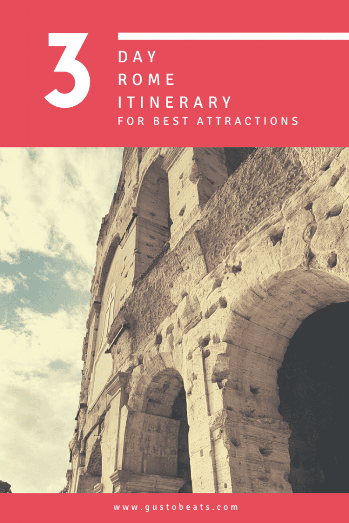 3 day rome itinerary pinterest pin photo of colosseum