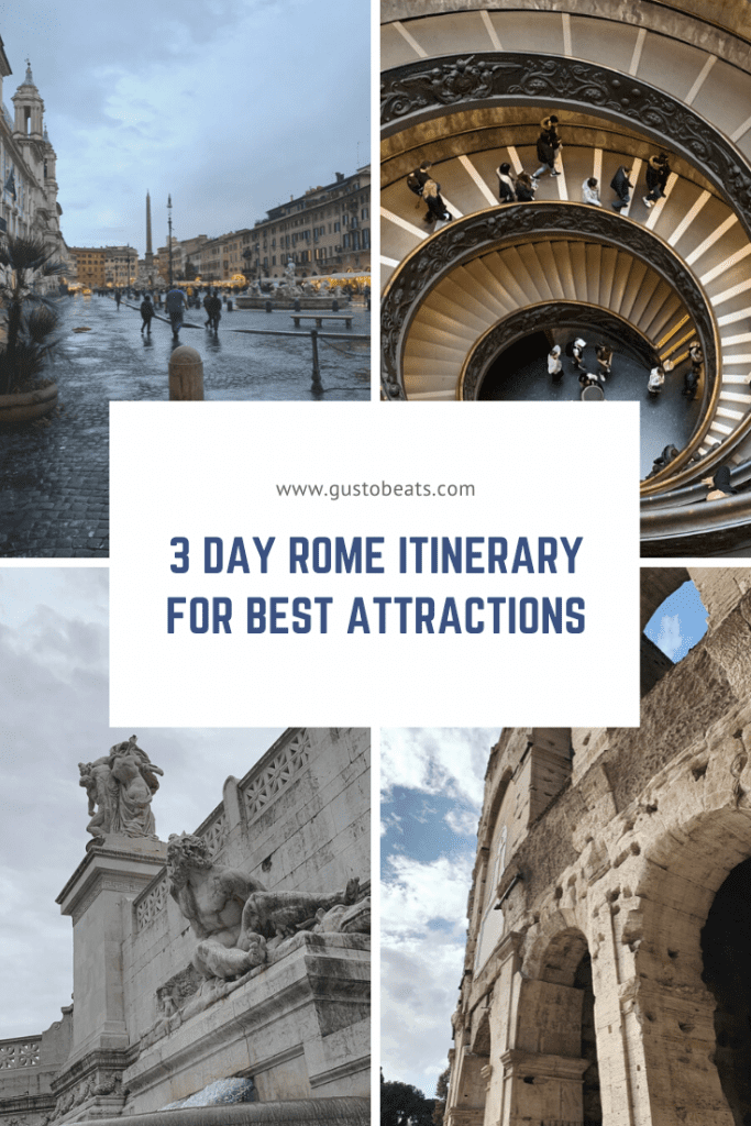 3 day rome itinerary pinterest pin photo of rome attractions