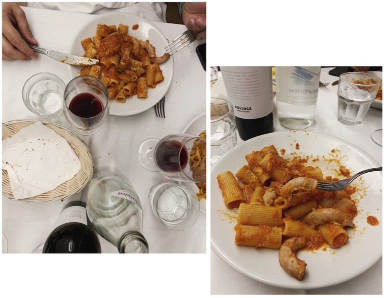 Rigatoni con la Pajata as the most traditional roman style dish which is difficult to find a good one now in rome