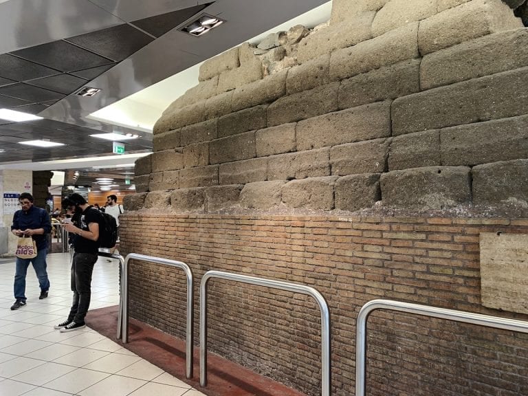 part of the ancient roman wall is under the roma termini which we can even see now