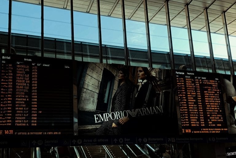 the huge information board for realtime train information inside the roma termini