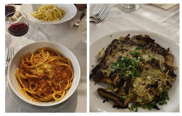 traditional Roman dishes from the restaurant in testaccio