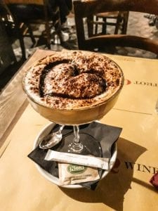 Late night cappuccino at Bistro and Wine bar Pasquino in rome