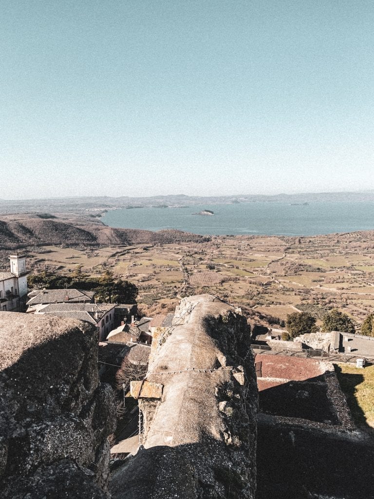 bird view of bolsena lake from the tower of rocca dei papi in montefiascone