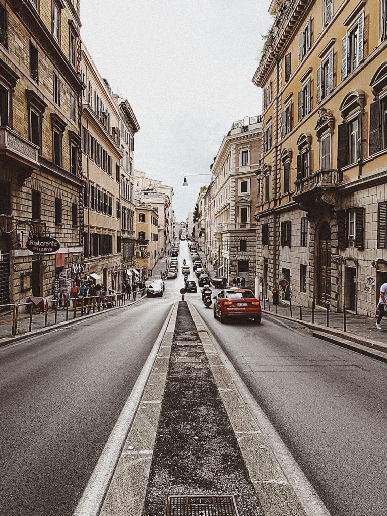 a special way to enter cavour streets while seeing the up and down hills of rome