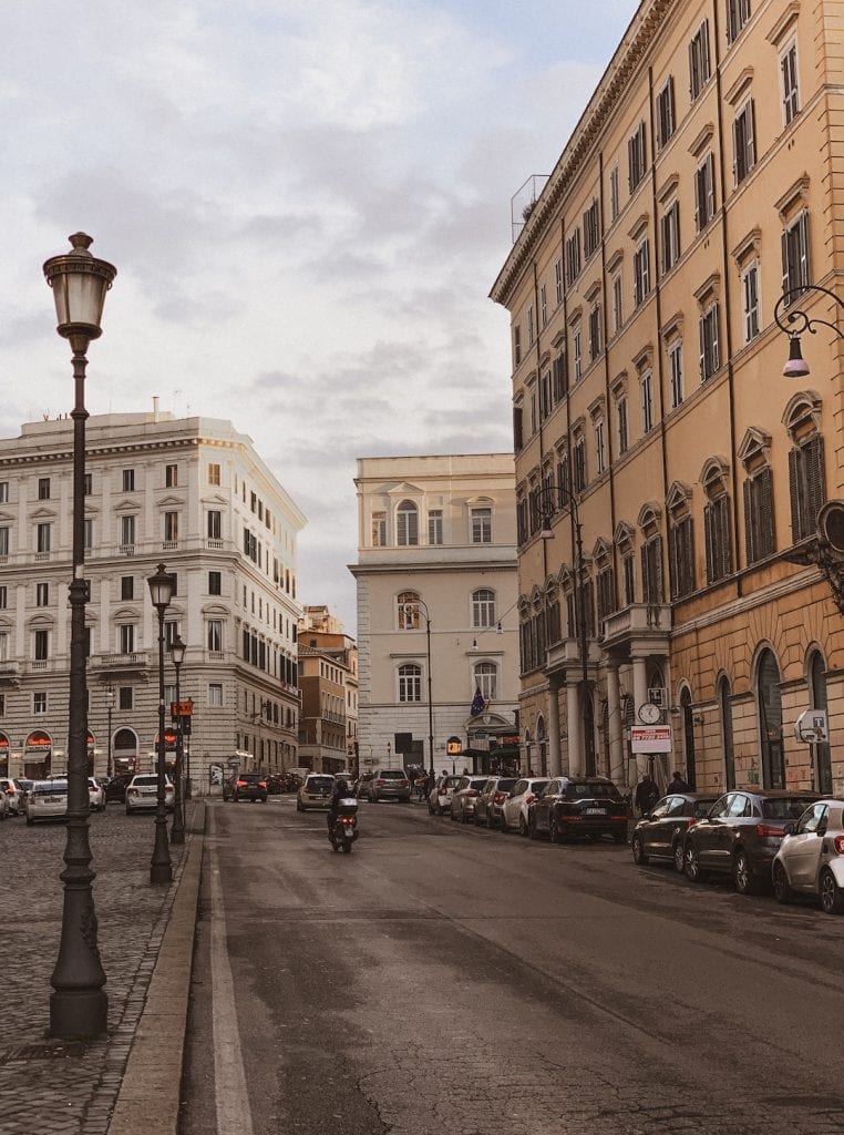 the golden lights near sunset in rome's winter