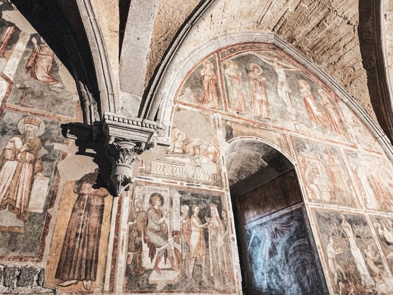 the old frescoes in church santa flaviano in montefiascone