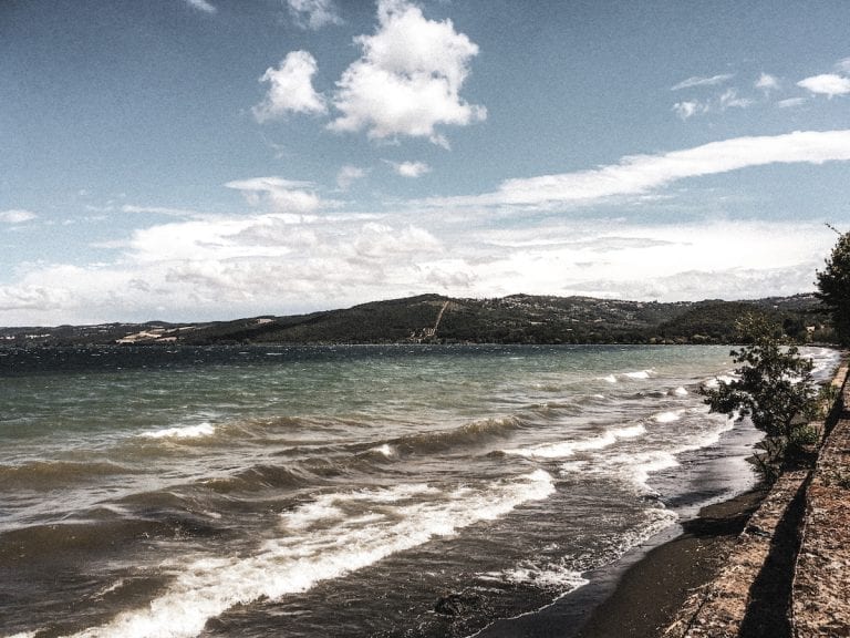 the strong waves and sea blue water of bolsena lake