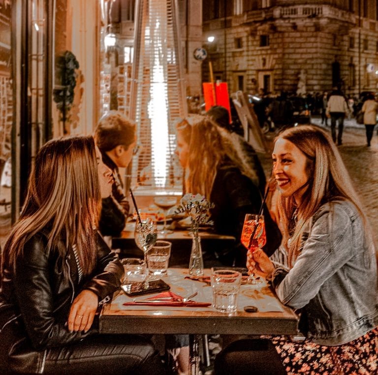 travel girls at Bistro and Wine bar Pasquino in rome