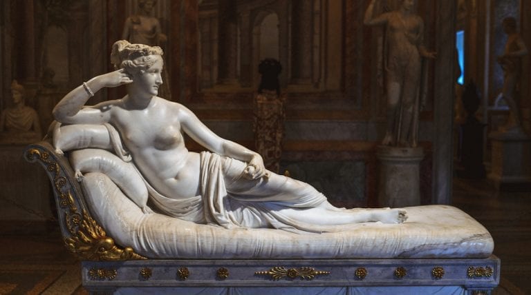 antonio canova master piece marble sculpture for paulina bonaparte in galleria borghese in rome