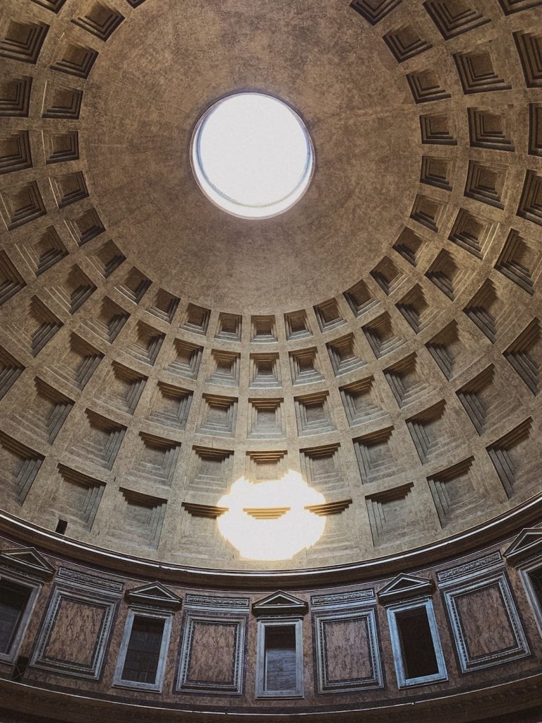 the big hole of the Pantheon is the biggest and the oldest in the world as a miracle of ancient Roman's architecture