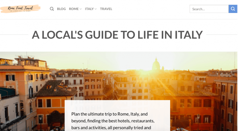 a screen capture of the famous Rome local blog an american in rome for all the local information and valuable suggestions of where to go