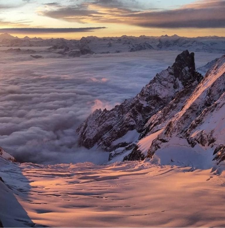 the magic sea of clouds over the Italian mountain in the north by @valledaosta_official on instagram
