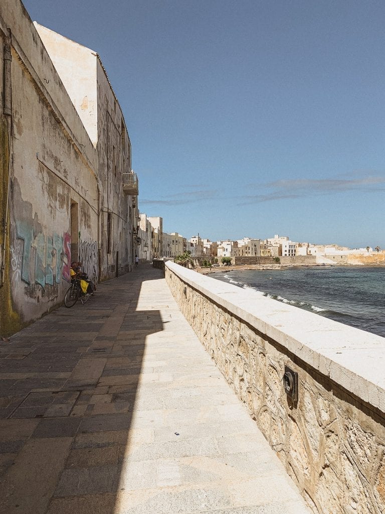 the long seaside belvedere in Trapani is the best location for a sunset or night walk when the heat is faded