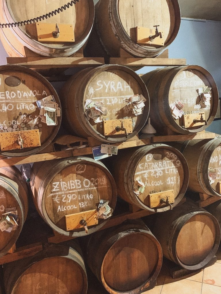 the unique wine bar in Trapani city center pulls your wine from their barrique