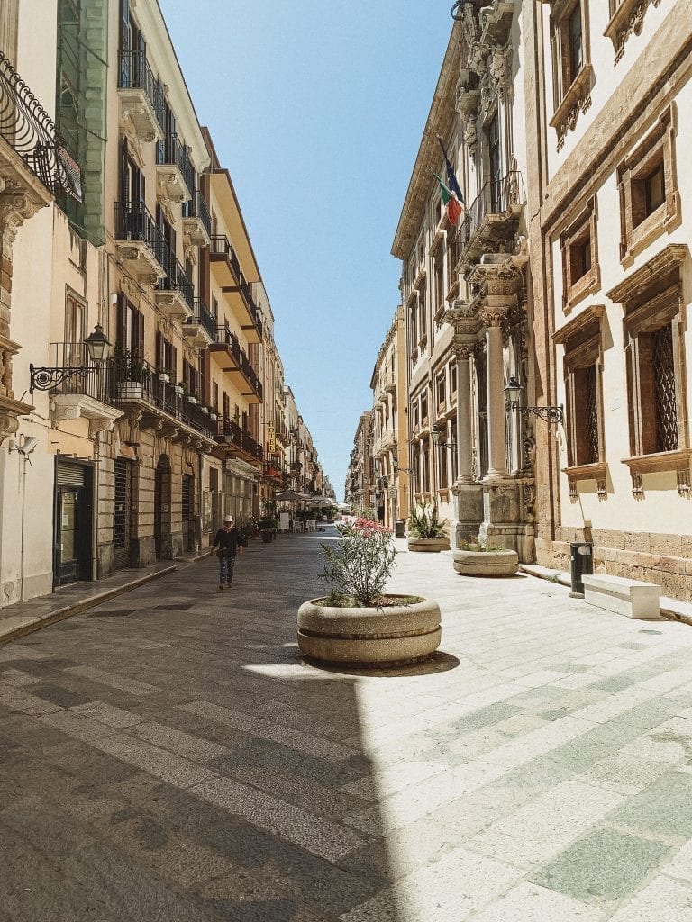 Trapani's busiest street with restaurants and bars and special architectures