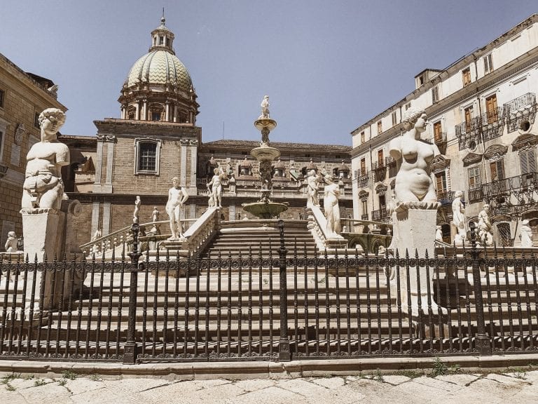 fontana pretoria is famous of palermo and the city is near isola delle femmine