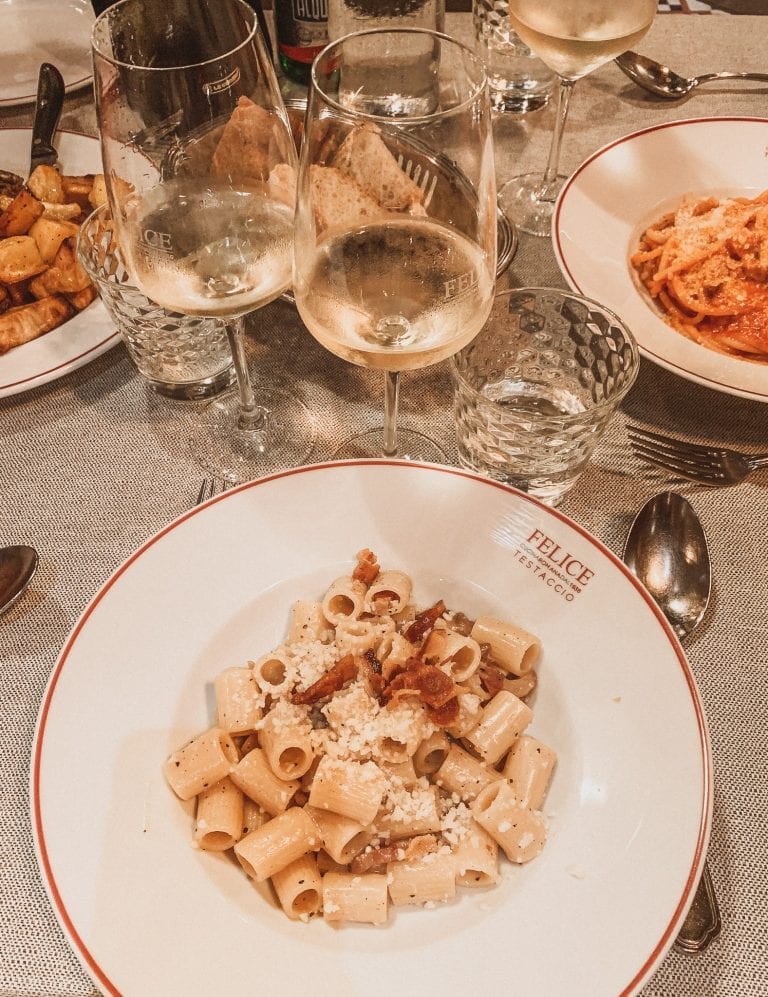 Where to eat in Rome September list, Felice a Testaccio is considered as one of the places in Rome for the best carbonara dish.