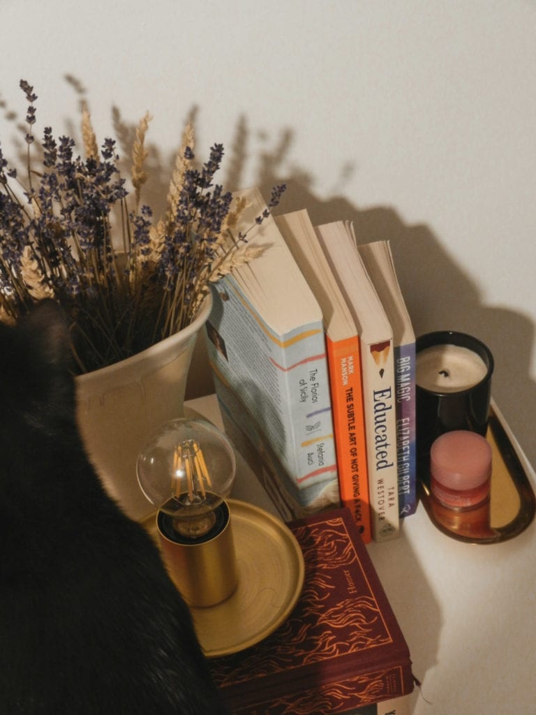 I like to keep a few books on my bed-side table and pick one when I feel reading it the other day