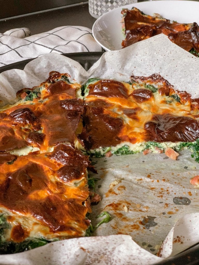 simple italian frittata with ricotta cheese with crust has 3 different types of italian cheese for a rich flavor