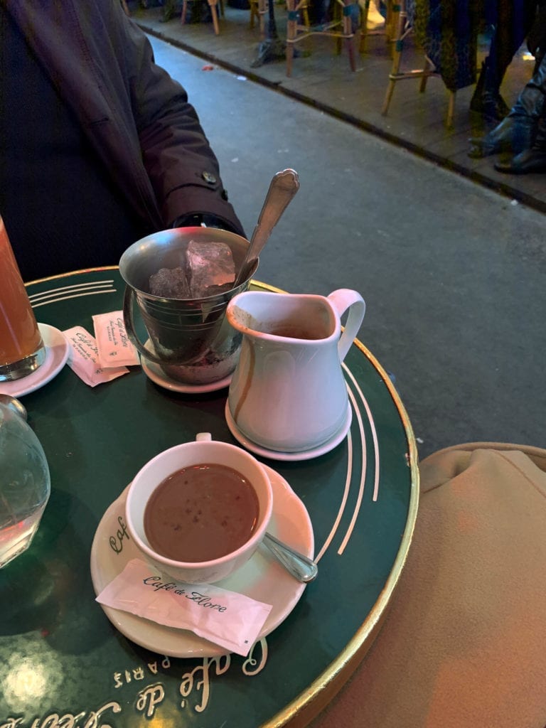 Luxury hot chocolate at Cafe de Flore