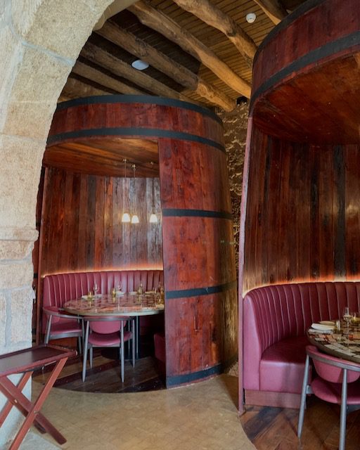 dining inside a wine barrel at T&C restaurant in Porto